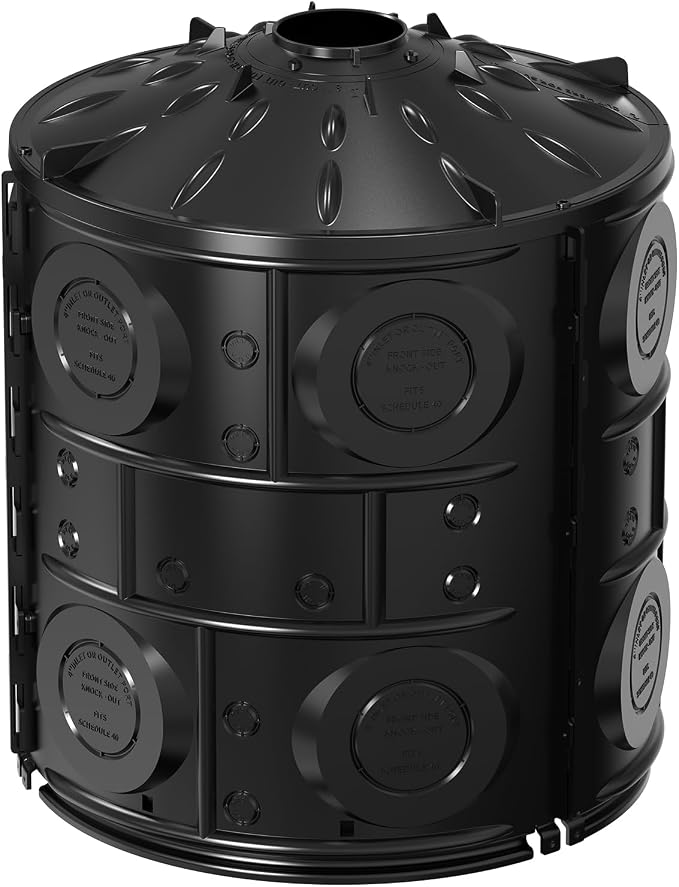 50 Gallon Stormwater Dry Well for Yard Drainage, Underground Stormwater Detention & Infiltration System, Modular Open-Bottom Dry Well Kit with 3 Side Panels, 1 Cover for Rainwater Collection, 1PC