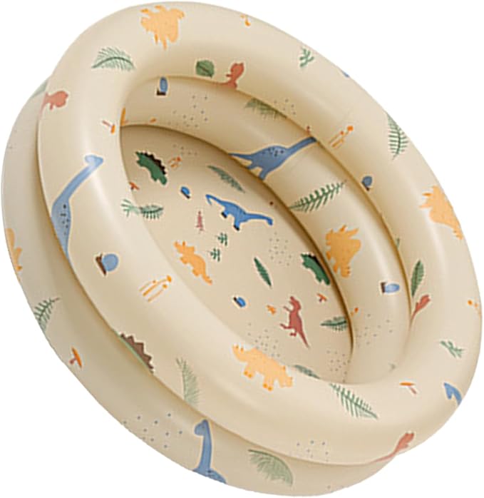 Inflatable Pool Baby Retro Blow Up Swimming Pool Family Cute Thickened Water Pool (Beige Dinosaur)