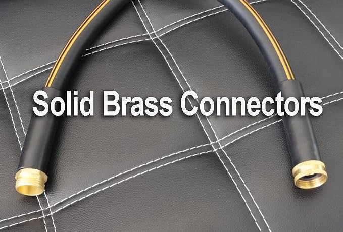 Atlantic Heavy Duty Garden Hose 15 ft x 5/8 Inch Black Color, Short Connection Leader Hose with Solid Brass Connectors (15 Feet)