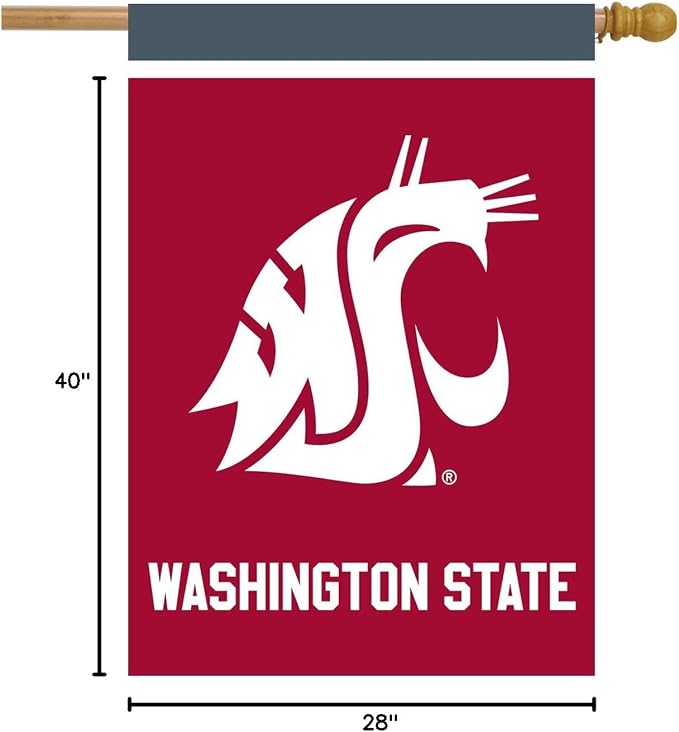 Briarwood Lane House Flag 40x28 For Outdoor Washington State Cougars NCAA Licensed House Flag