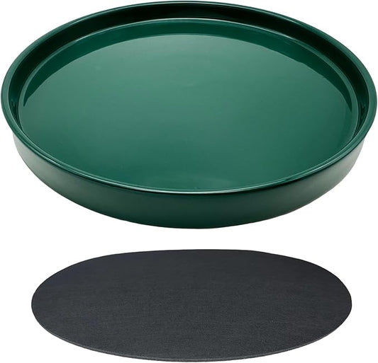 Yukfona Ceramic Plant Saucer Tray 1 Pcs 12 Inch Green, 12.5" OD x11.9 ID x1.6 Deep| Fits Flower pots Bottom≤ 11.9", Heavy Duty Glazed Round Planter Drip with Catch Basin for Indoor Outdoor Plants