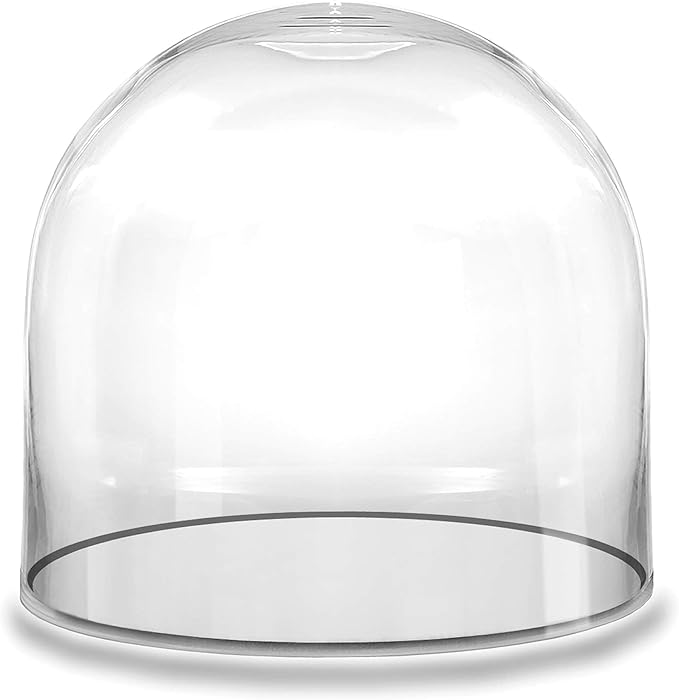 CYS EXCEL Glass Cloche Dome (H:10" D:9.75") | Multiple Sizes Decorative Showcase Display for Antique Collectibles | Bell Jar Terrarium & Dessert Cover