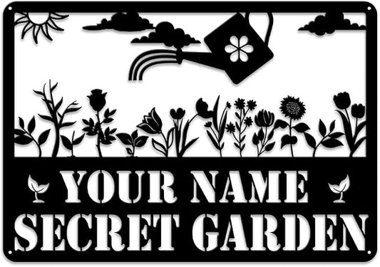 MeMate Custom Metal Decor - Personalized Flowers Garden Plaque for Women Mom Grandma, Rustic Decorations for She Shed, Potting Shed