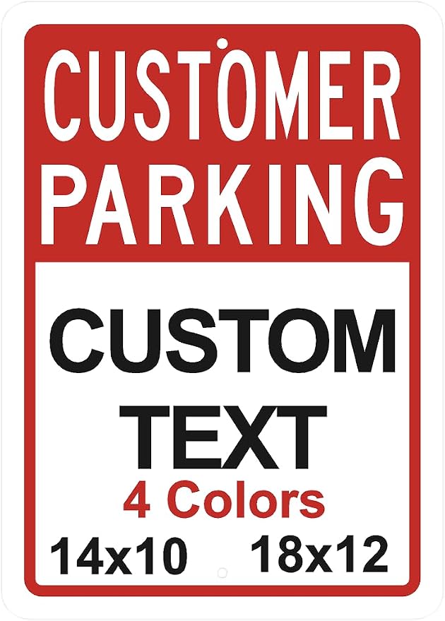 Custom Customer Parking Signs Outdoor Metal Vertical for Office Business, Personalized with Business Name or Text Holes for Mounting Post. UV Printed Solid Aluminum (Customer Parking, 10" x 14")