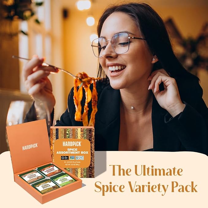 HANDPICK Assorted Spice Set – 16 Exotic Spices | Gluten-Free, Non-GMO | Essential Cooking Gift Set from India