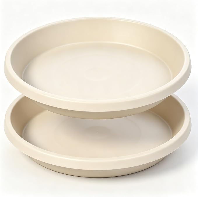 NIMYAU Plant Saucer 12 Inch 2 Pack Heavy Duty Plant Saucers Plastic Reusable Drip Trays for Flower Pots