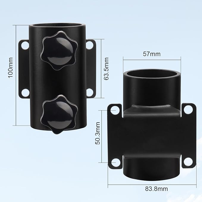 MOOKEERF Umbrella Deck Mount - 4 PCS Heavy Duty Patio Umbrella Holder (Fits Umbrellas up to 2") Umbrella Clamp Mount Bracket for Deck Railing,Docks,Balcony,Outdoor Courtyard,Fences