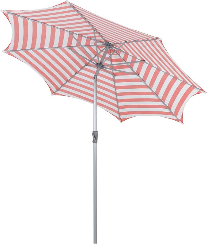 Tempera Patio Umbrellas Arc Edge Outdoor Table Market Umbrellas with Crank & Pust Button Tilt|Auto-Tilt, 8 Steel Ribs, High Color-Fastness Canopy