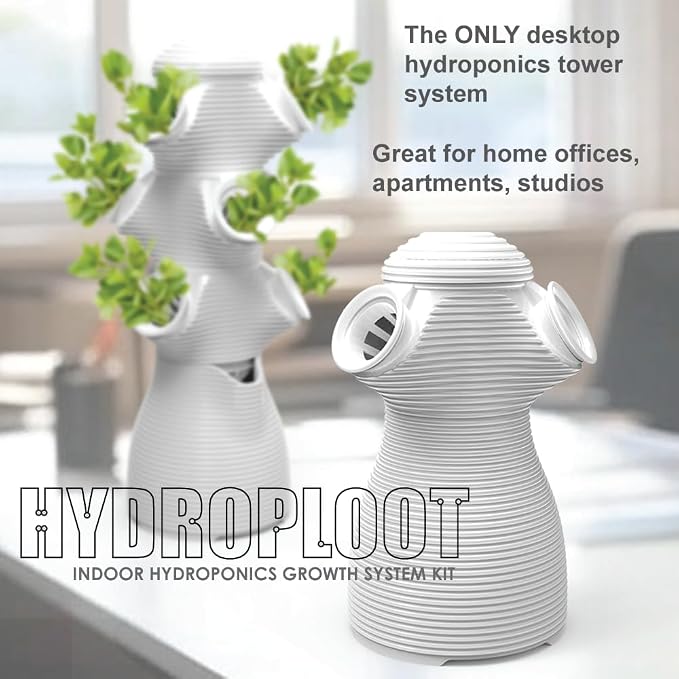 Indoor Desktop Hydroponics Tower System Growing Kit Perfect for Edible Flowers, Herbs, and Vegetables for Homes, Offices, Apartments, and Studios.