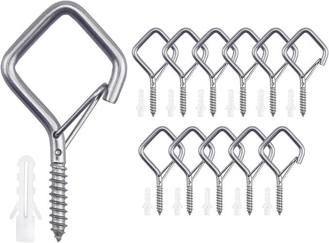 12 PCS 304 Stainless Steel Eye Screw Hooks for Hanging Heavy Duty.Ceiling Hooks for Hanging Plants,Cup,Wind Chime,Bird Feeders, String Lights at Indoor&Outdoor