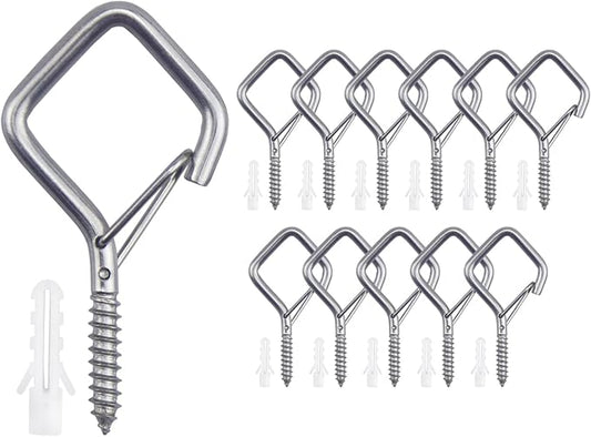 12 PCS 304 Stainless Steel Eye Screw Hooks for Hanging Heavy Duty.Ceiling Hooks for Hanging Plants,Cup,Wind Chime,Bird Feeders, String Lights at Indoor&Outdoor