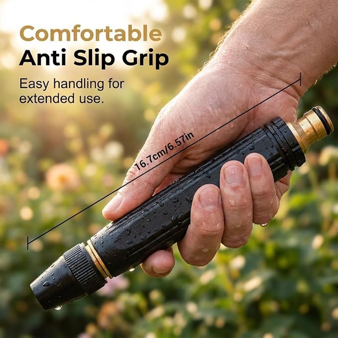 Heavy Duty Adjustable High Pressure Hose Nozzle Suitable for US water pipe sizes 8X Booster Car Wash Water Gun with Jet Mist Shower Spray, Copper Alloy Portable Power Washer for Garden Lawn Watering