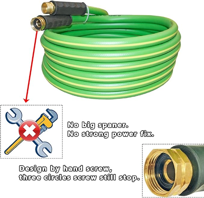 HQMPC Garden Hose 5/8"IDx20' Hose For Garden Lawn Watering Durable PVC Non Kinking Heavy Water Hose with Brass Hose Fittings (20 FEET)