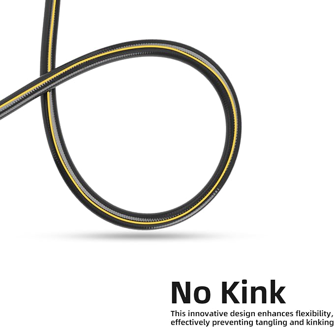 Solution4Patio Long Black Garden Hose 3/4 in. x 50 ft. -Heavy Duty Durable Flexible Lightweight Water Pipe -Brass Aluminum Ends for Household & Commercial -Kink Free, No Leaking, Male/Female Fittings