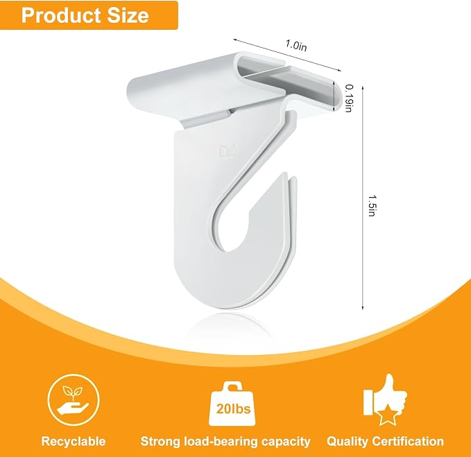 Vicenpal 200 Pair Drop Ceiling Hooks Bulk for Classrooms Hanging, Metal Suspended Track Tile Hooks Aluminum White Heavy Duty T Bar Clips, Hold up to 20 Lbs for School Offices Plants Decorations