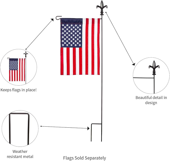 Black Fleur De Lis Garden Size Flag Pole