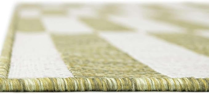 Unique Loom Outdoor Striped Collection Area Rug - Striped (10' x 14' Rectangle Green/Ivory)