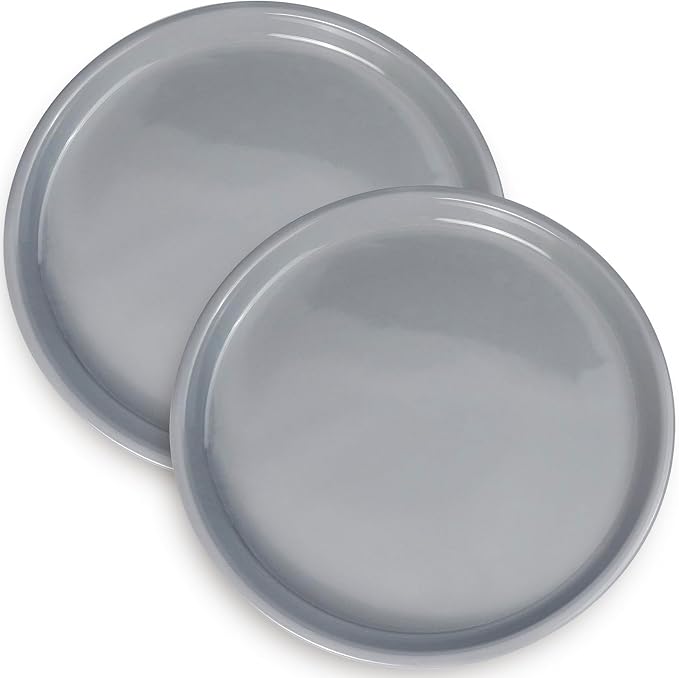Plant Pot Saucers - Ceramic Plant Saucers for Outdoors 12 inch Plant Trays for Indoors No Holes Plant Drainage Trays Round Flower Pot Saucers Plant Plates to Catch Water 2 Pack Gray