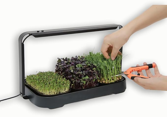 Microgreens Growing Kit Indoor, Micro Greens Indoor Herb Garden Kit with LED Light, 3 Microgreens Growing Trays, 6 Jute Mats - Indoor Grow Kit & Herb Growing Kit (No Seeds)