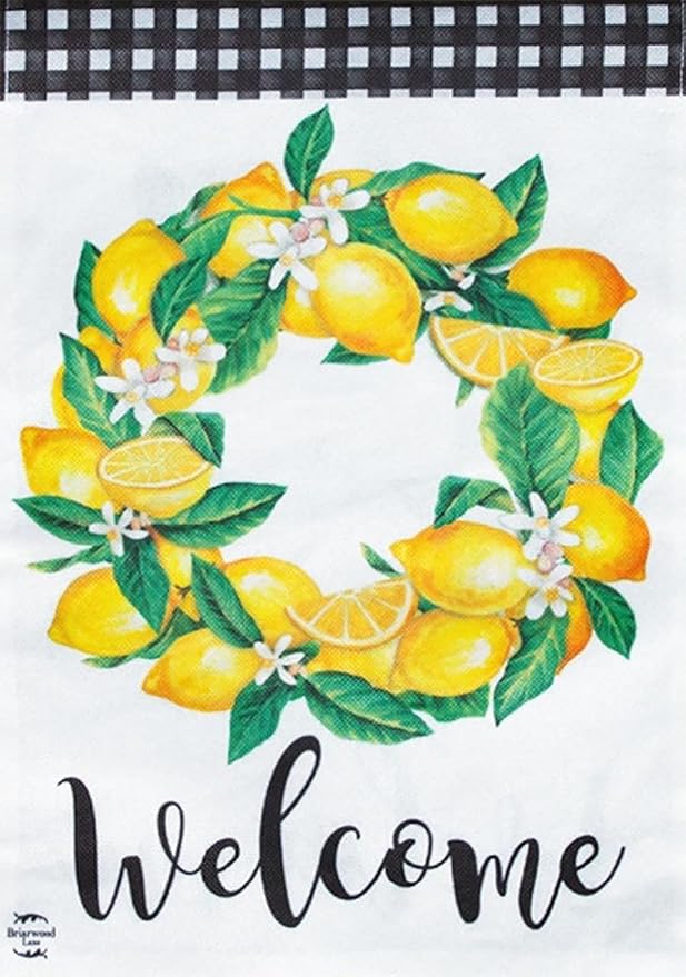 Briarwood Lane Lemon Wreath Summer Burlap House Flag