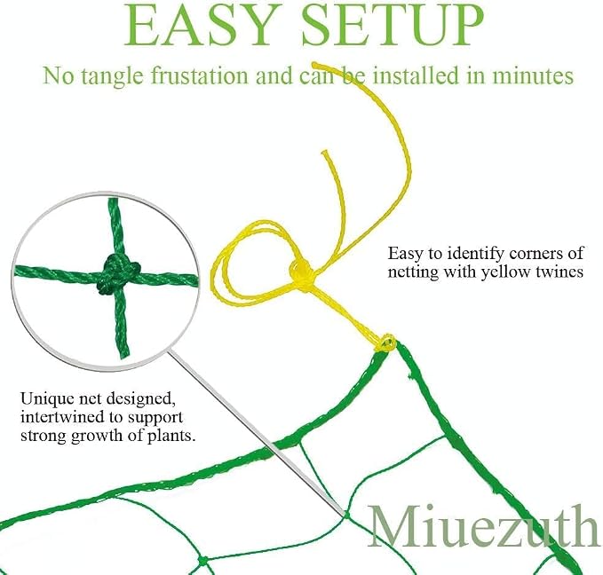 Trellis Netting for Climbing Plants - Heavy Duty Garden Trellis Netting for Cucumber, Vine, Fruits & Vegetables Tomato Plants Trellis Net, Climbing Vining Plants (2-Pack 3.3' x 6.6'Ft)
