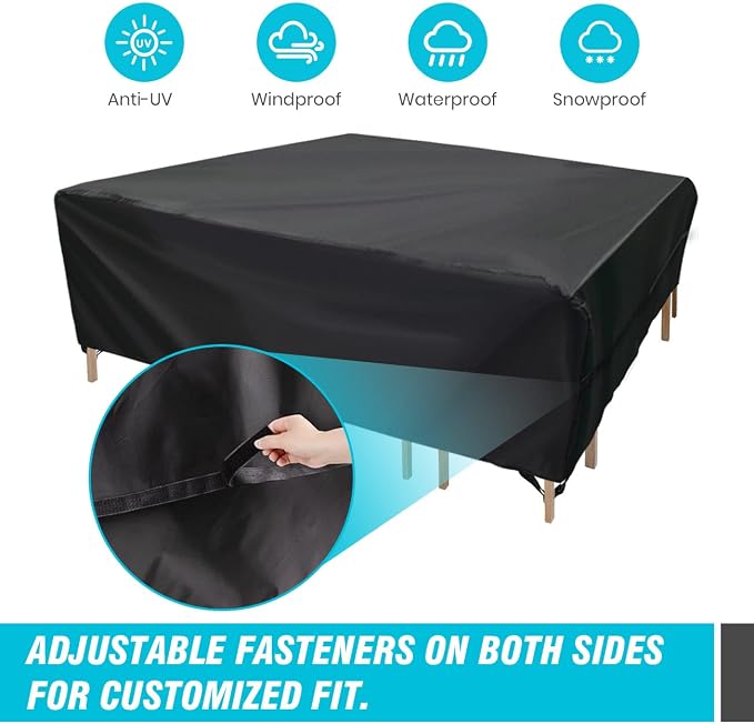 Velway Patio Furniture Cover Outdoor, Waterproof Rectangular Patio Table Chair Sofa Set Cover, 78”Lx63”Wx27”H, All Weather Oxford Tear-Resistant Material with Zipper Carrying Bag Windproof Buckles