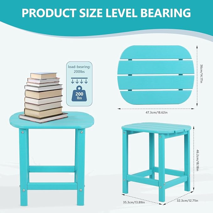 Adirondack Square Outdoor Side Table,2-Tier Storage Patio Side Table with Weatherproof HDPE Material Low