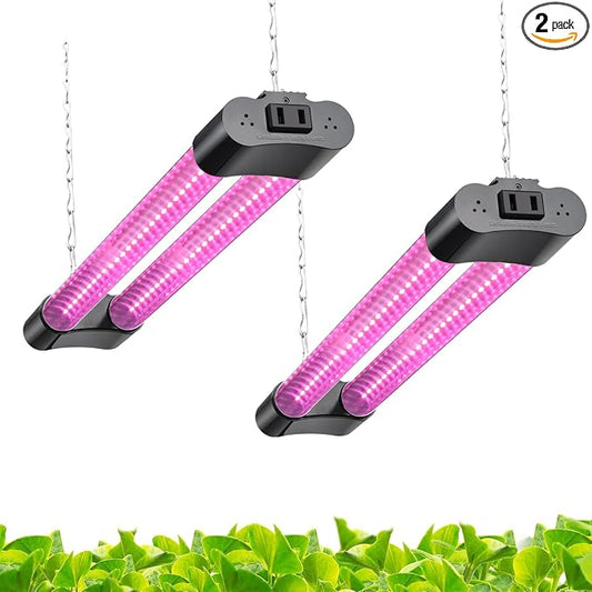 Hlite 16inch 2 Pack LED Grow Lights - Linkable Grow Lights for Indoor Plants, Full Spectrum Plant Lights Plug and Hanging Design with On/Off Switch Hanging Grow Light from Seedling to Flowering, Pink | Full Spectrum Plant Lights Plug and Hanging Design...