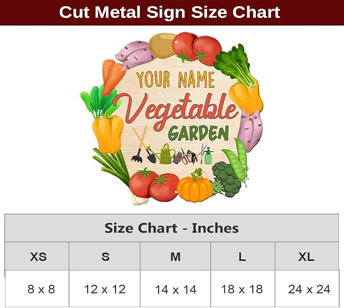 MeMate Vegetable Garden Signs, Personalized Metal Signs, Garden Sign to Personalize, Large Sign for She Shed, Customized Name Wall Art for Garden Outdoor Decor, Personalized Outdoor Plaque
