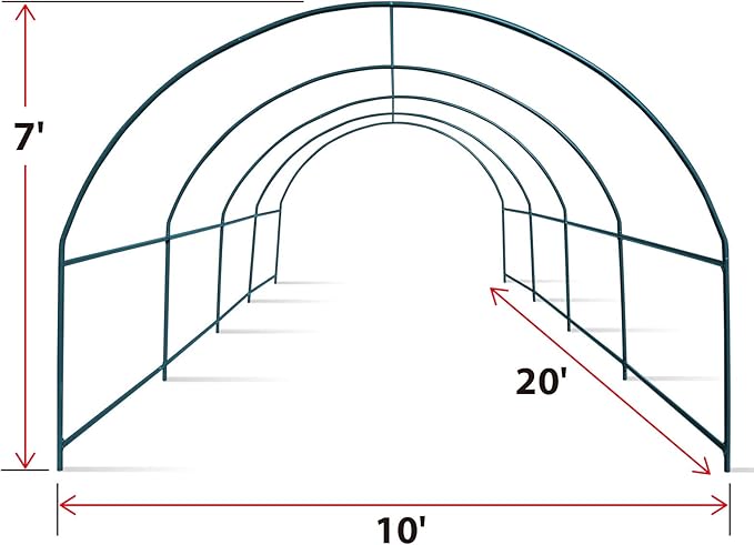 YardGrow Greenhouse Frames for Larger Hot Garden House Support Arch Frame Climbing Plants/Flowers/Vegetables Outdoor (20x10x7 FT)
