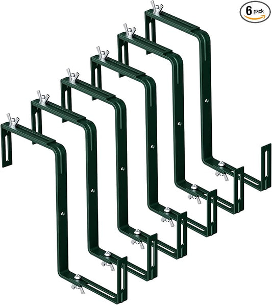 Adjustable Planter Box Brackets,Enhanced Bottom Support,Universal Outdoor Hanging Brackets,Flower Box Brackets for Fence Railings, Windowsill, Patio, Garden,Balcony. (6, Green)
