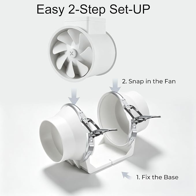 4inch Inline Duct Fan | 120 CFM, Inline Ventilation Exhaust Fan, w/ Switch, For HVAC, Grow Tent, Hydroponics, 3D Printer