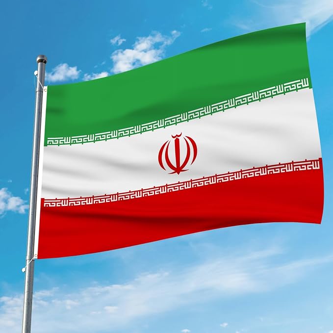 AhfuLife Iran Flag 5ft x 3ft for Party Decorations, 2 Pcs Large Iran Flags Polyester Double Side with Brass Eyelets for World Cup Football National Day Garden Street Indoor Outdoor Decorations