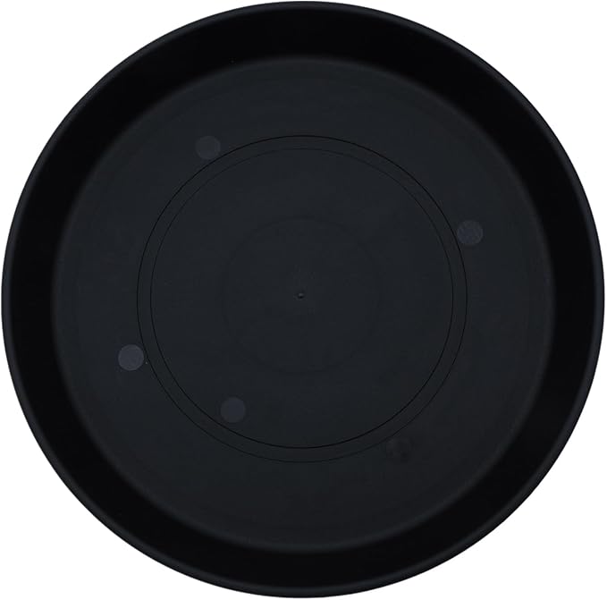The HC Companies 5" Round Prima Plastic Plant Saucer - Indoor Outdoor Plant Trays for Pots - 5.35"x5.35"x0.71" in Black