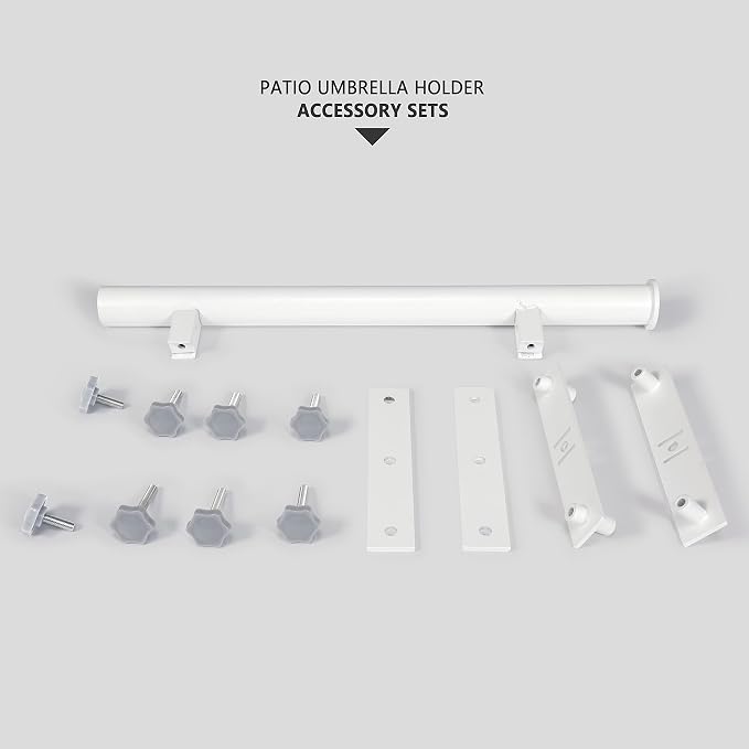 304 Stainless Steel Patio Umbrella Holder, Heavy-Duty Umbrella Deck Mount, for Outdoor Umbrella Holder for Deck Railing,Grille Deck Umbrella Mount(Grille, White)