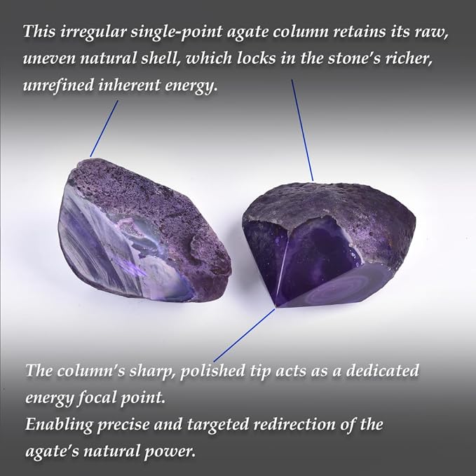 Agate Wand Rough Irregular Column Geode 1.1-1.7 Lbs Dyed Purple for Gothic Theme DIY Patio Garden Calm Corner Craft Ornament