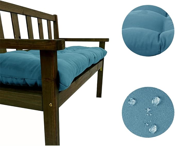 Srutirbo Indoor Outdoor Bench Cushion, Waterproof Swing Cushion Seat Chair Replacement Pads Pillow for Lounger Garden Furniture Patio Metal Wooden (Blue, 39 * 20inch)