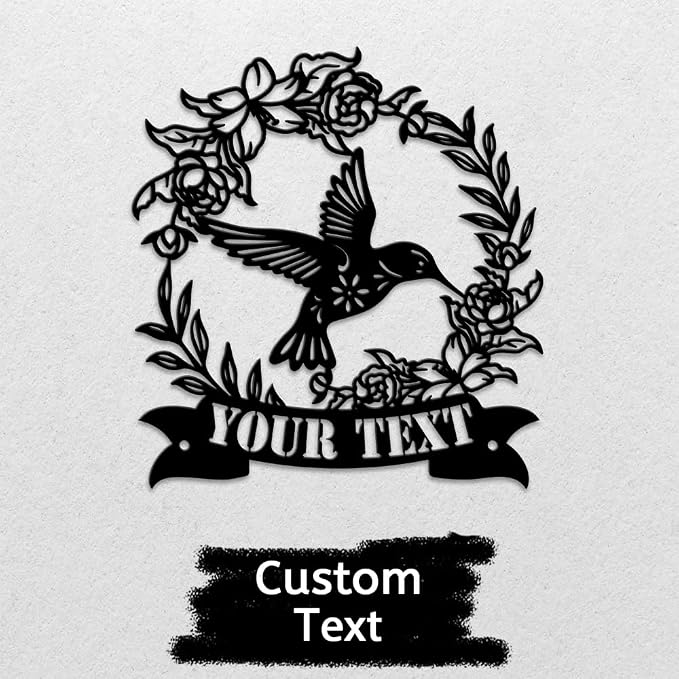 MeMate Personalized Garden Metal Signs Outdoor Décor, 8" - 24" Garden Signs Metal, Hummingbird Flowers Garden Signs to Personalize, Shed Shed Sign, Rustic Plaque