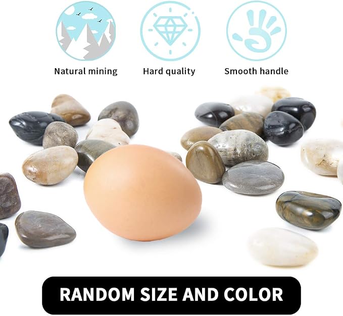 Pebbles Polished Gravel, Natural Polished Mixed Color Stones, 0.5-1.2 inch Small Decorative River Rock Stones 5 Pounds (80-Oz)