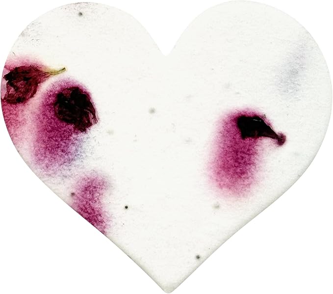 50pcs Large (2.5" h x 2.85" w) Magenta Heart Seed Paper – Writable & Plantable Wildflower, Mom's Gift for Birthday, Use for Wedding, Baby Shower, & Heart Party Favors