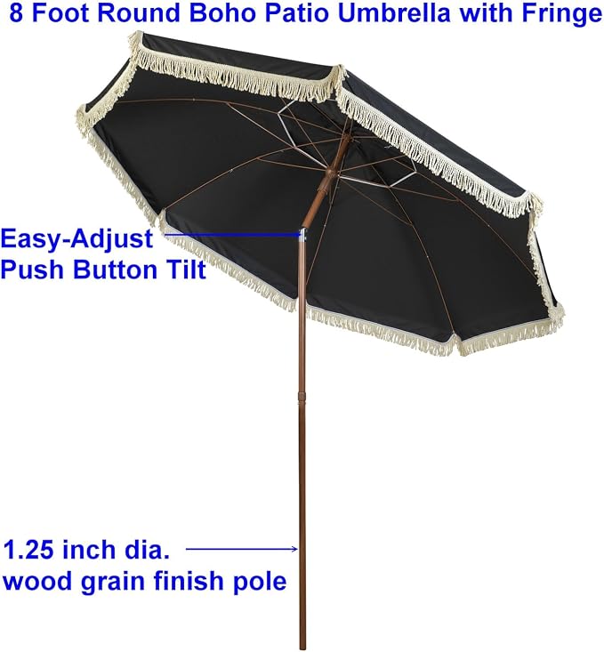 Hula Thatched Tiki Umbrella Tropical Palapa Raffia Tiki Hut Hawaiian Patio Umbrella with Fringe Boho Parasol 6' 8' & 9' Options
