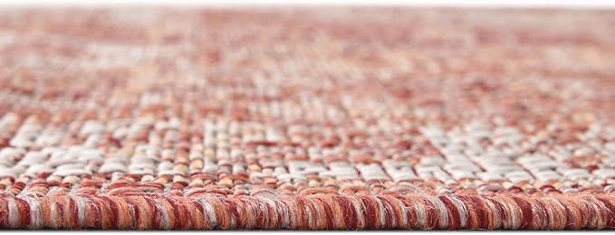 Unique Loom Outdoor Traditional Collection Area Rug - Valeria (5' 3" Round, Rust Red/ Ivory)