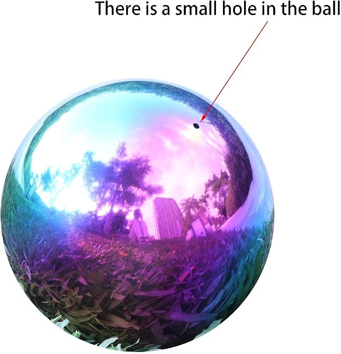 Kesywale Rainbow Gazing Globe Mirror Balls for Garden Home Stainless Steel Shiny Hollow Sphere Sparkling Outdoor Ornament (4 Inch)
