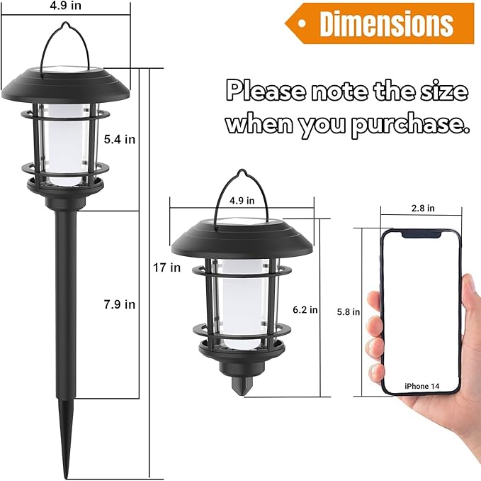 Dynaming 6 Pack Solar Flame Torch Lights Outdoor, Dual Use Flickering Purple Flame Garden Light, Hanging Lantern, Auto On/Off & Waterproof Halloween Lighting for Lawn Patio Yard Walkway Driveway