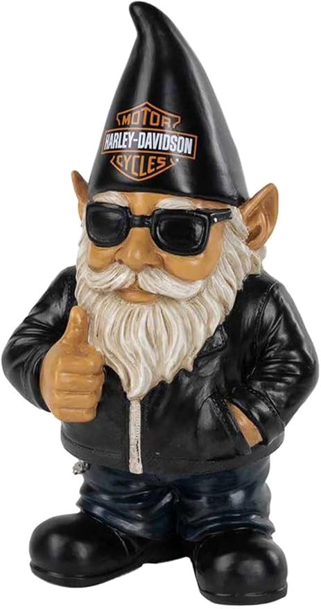 Harley-Davidson Bar & Shield Sculpted Biker Garden Gnome Ace, Indoor/Outdoor Use