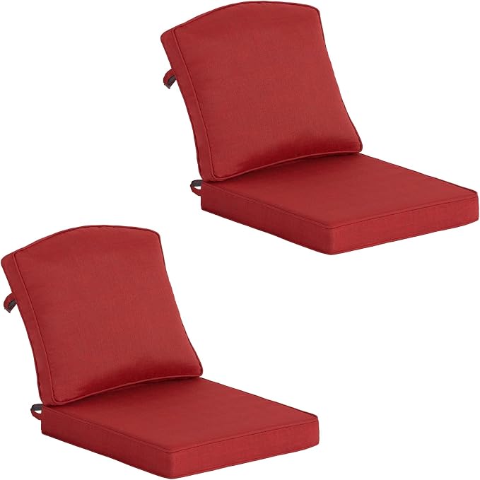 20"x21.5" Outdoor Deep Seat Patio Cushions Set of 2, Outdoor Chair Cushions Bottom Resilient Foam Filling Water-Resistant UV Resistant Weather Resistant with YKK Zippers,Chili