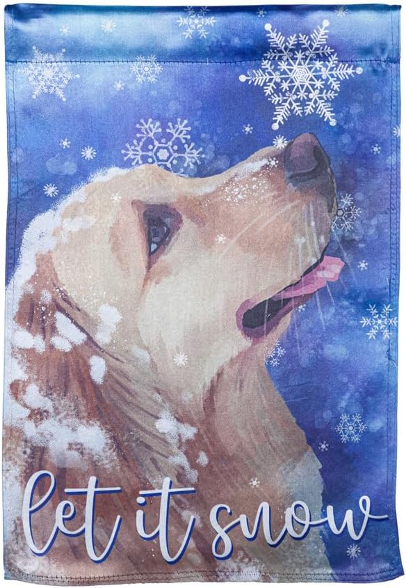 Evergreen Flag Let it Snow Lustre Garden Flag 12x18 Inches Double Sided | Christmas Garden Flag for Outside | Weather and Fade Resistant | Outdoor Flag For Yards and Gardens