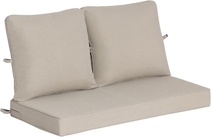 Goodgoods 48 x 24 Outdoor Loveseat Cushion Set, 1000+Hours Fade-Resistant & Water-Resistant Outdoor Furniture Chair Cushions with 30D High-Resilience Foam for Couch, Bench, and Swing, Putty