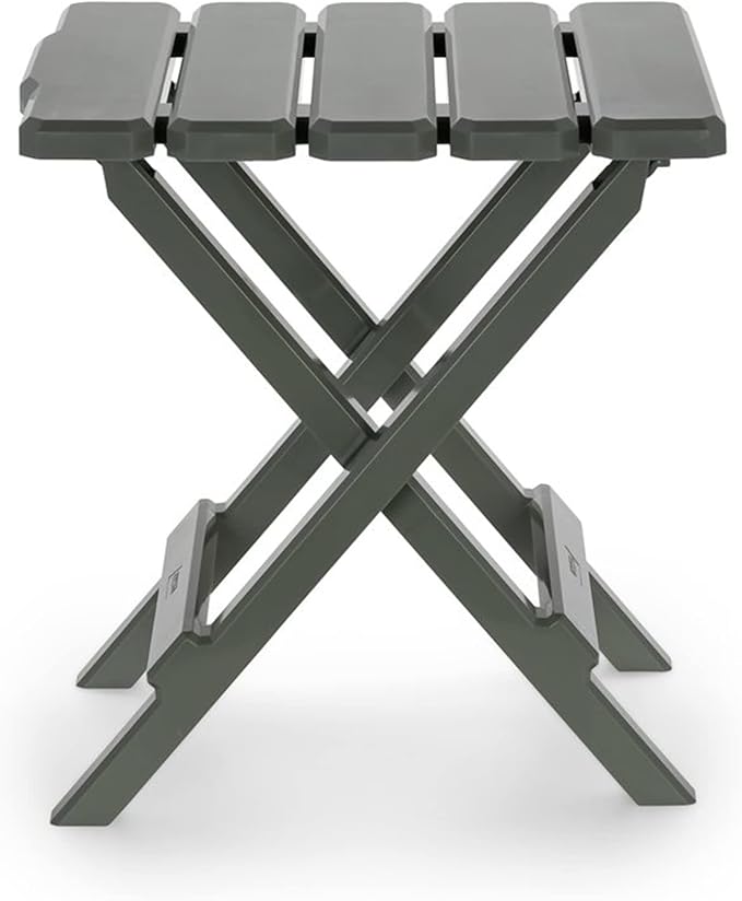 Camco Adirondack Portable Outdoor Camping Small Weatherproof Rustproof Durable Plastic Folding Side Table for Indoor and Outdoor Use, Sage