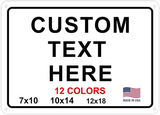 Custom Signs Outdoor Metal for Home Office Business, Personalized, Door, Delivery, Man Cave, Shop, Garage. For Outside or Inside Use. avgrafx Metal Signs Are UV Printed Solid Aluminum Border, 14x10 in